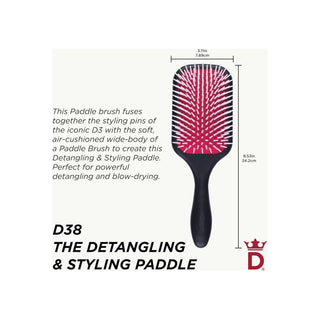 Denman D38 Detangling & Styling Paddle, Black/Red