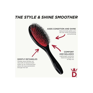 Brosse Denman D81 Style & Shine Smoother, poils mixtes Moyenne