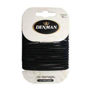 Denman No Damage Hair Elastics 4 mm, 18 Pieces Black