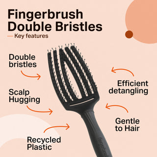 Olivia Garden Fingerbrush Care Iconic Double Bristles Black